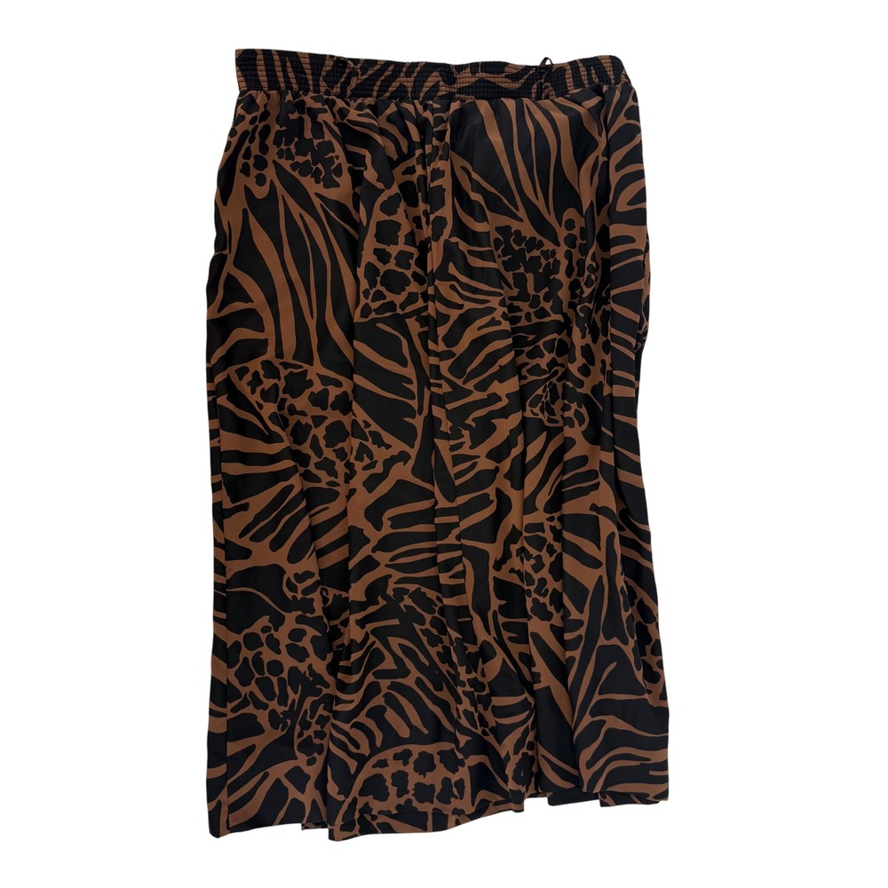 Vintage Campus Casuals Skirt Brown Black Animal Print Retro Elastic Waist Size 8 - Picture 3 of 8
